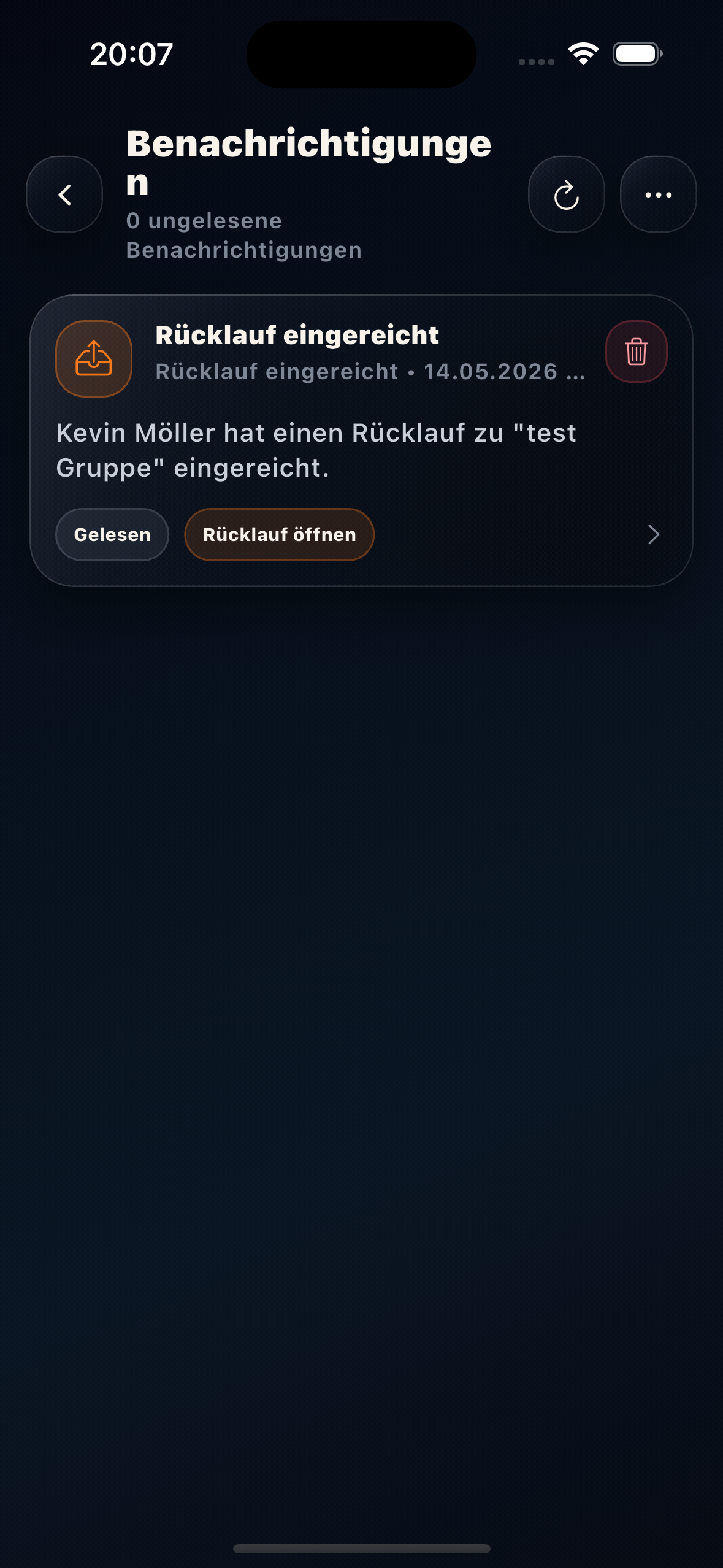 Benachrichtigungen & Rückläufe